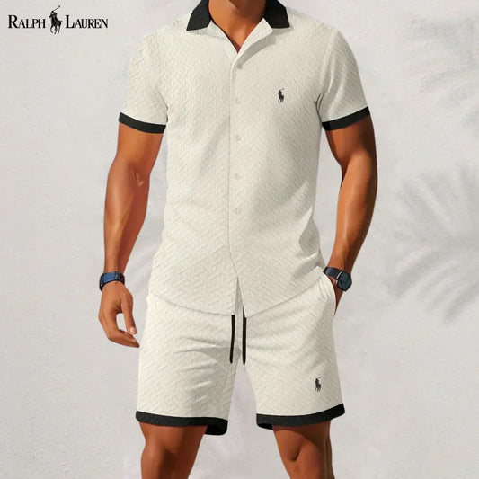 RL™ Estilo Atemporal: Conjunto de Camisa y Pantalón con Cuello en Contraste