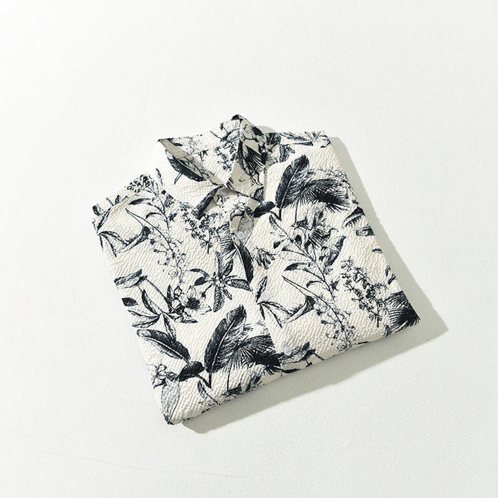 Camicia a maniche lunghe stampata retrò da uomo