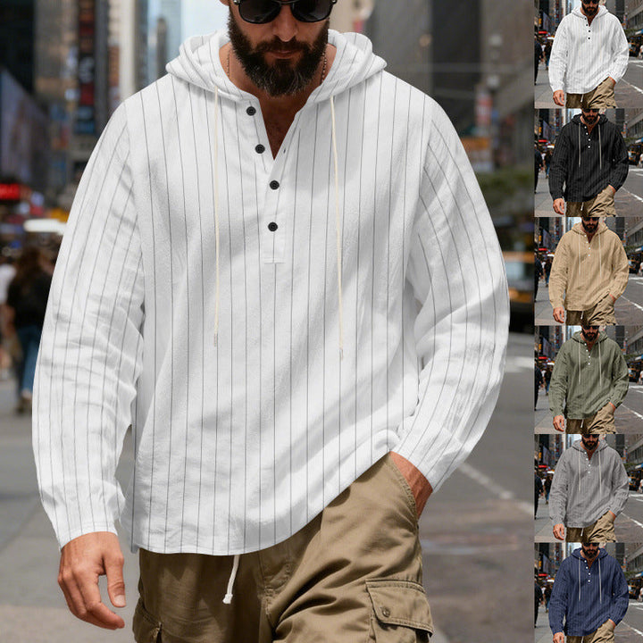 Camicia con cappuccio a righe casual in lino