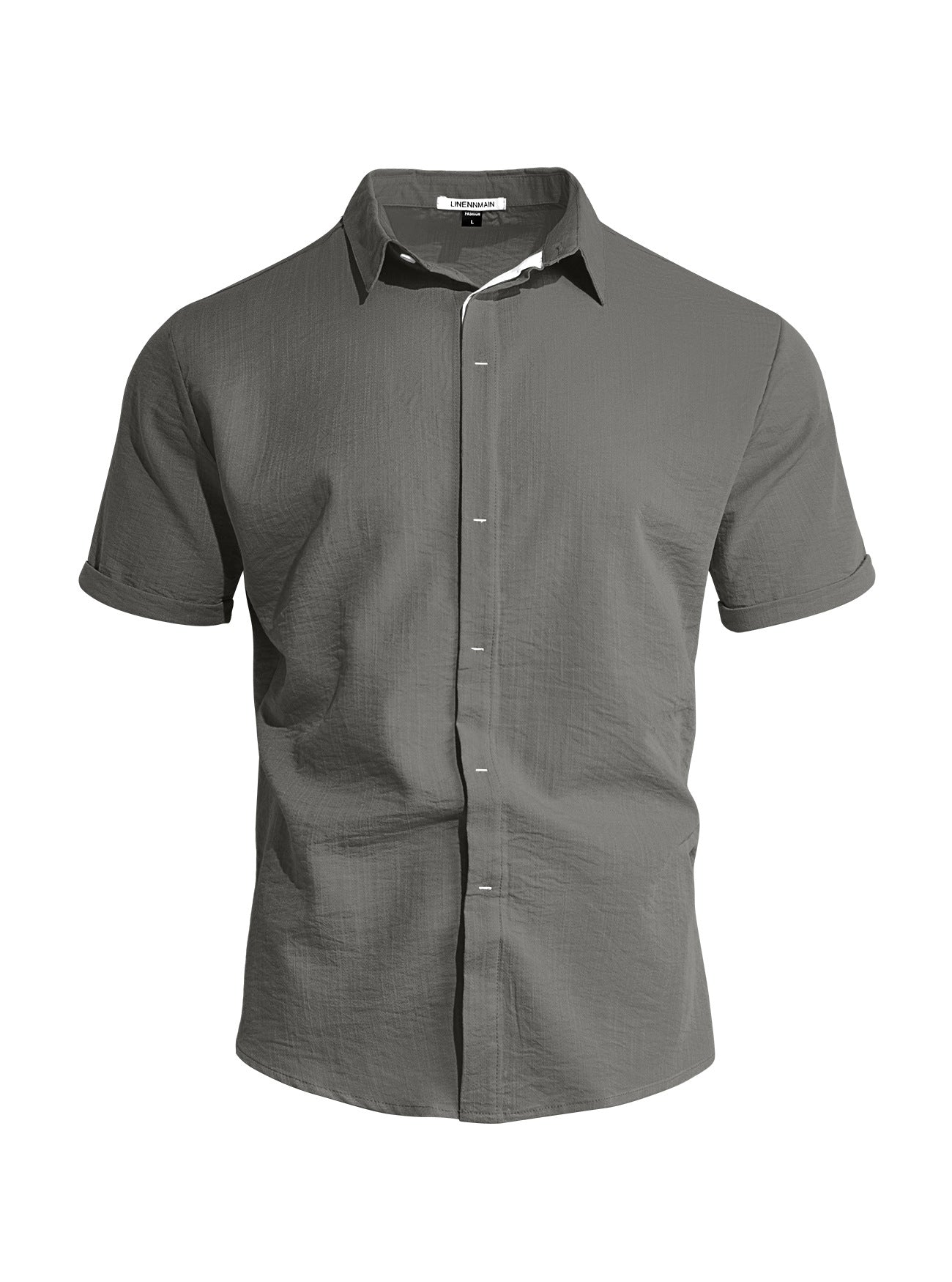 Camicia da uomo a maniche corte in tinta unita con risvolto